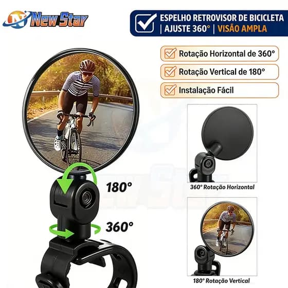 New Star Espelho Retrovisor Bicicleta Bike Convexo 360º Giratório