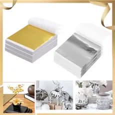 Folha de ouro Folha de prata 300 folhas Pintura artística, decoração de artesanato dourado 8.5*8cm