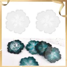 Molde de silicone em forma de flor para porta-copos, 2 pçs, para artesanato em resina epóxi DIY, decoração para casa