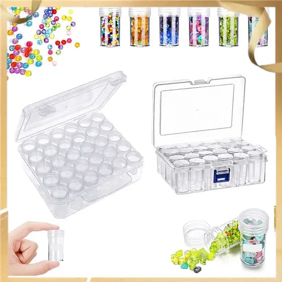 24/30 frascos, ferramentas para pintura com diamantes, caixa de armazenamento de arte de unhas com mosaico de strass