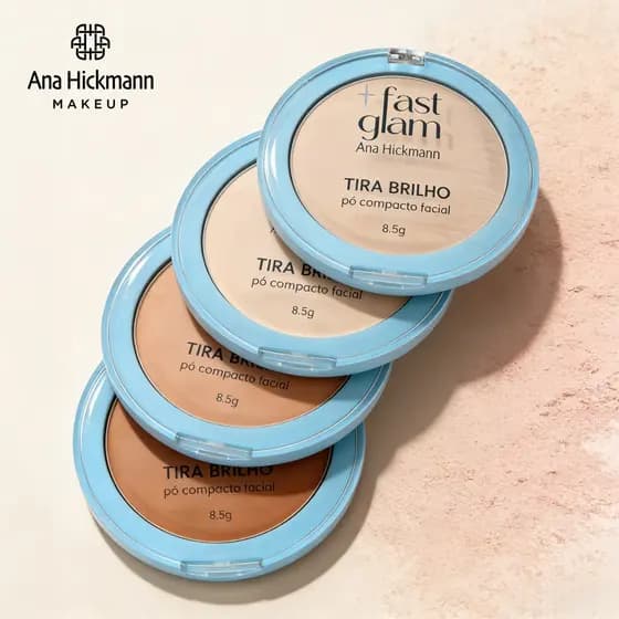 Pó Compacto Fast Glam Tira Brilho Ana Hickmann Alta Cobertura Efeito Matte