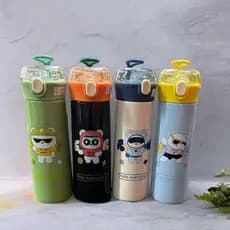 Garrafa Térmica Inox 500ml Com Canudo Silicone e Trava de Segurança Quente e Frio