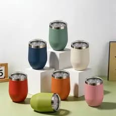 Copo Termico 360ml Aço Inox C/ Tampa Transparente