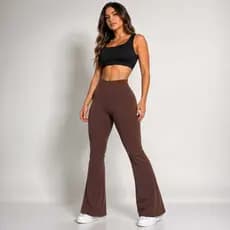 Calça legging Feminina Flare Fitness Cintura Alto Não Transparente  Bailarina Flanelada Grossa boca de sino