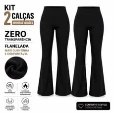Kit 2 Calça legging flare bailarina feminina zero transparência cintura alta premium flanelada boca de sino