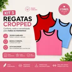 Kit 3 Croppeds Regata Feminina Canelada Básica Premium Moda Feminina Verão
