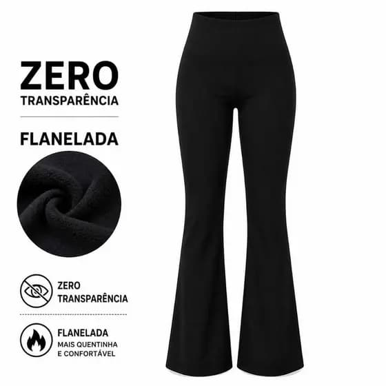 Calça legging Flare Feminina Fitness Cintura Alta Zero Transparência  Legging Bailarina Premium Flanelada boca de sino