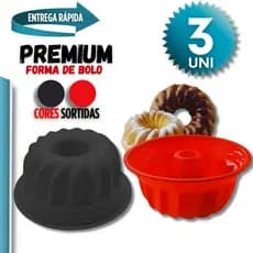 Jogo Kit 3  - Forma Forminhas para Bolo de Silicone Pudim Bolo Forma Assadeira Redonda Antiaderente Premium