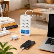 Adaptador de Tomada Universal Portátil 3 em 1 com Conversor, 2 Portas USB e 1 Tipo-C Rápido（3entradas e 6entradas）