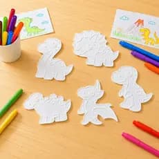 Kit Pintura Infantil Dinossauros 3D 5 Peças Laváveis Atividade Criativa