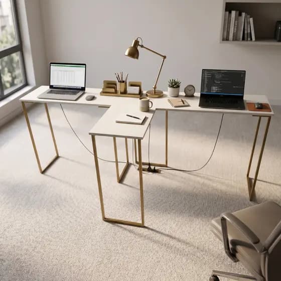 Escrivaninha Home Office Dual Industrial Para Escritório Mesa em L