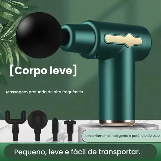 Massageador Elétrico Portátil Recarregável 4 Ponteiras Para Costas Pernas Ombros