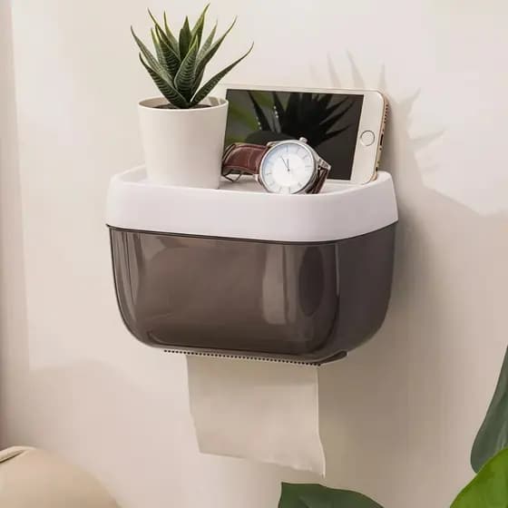Porta Papel Higiênico De Parede Impermeável Durável Com Prateleira Banheiro