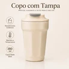 Civago Copo Térmico 380mL Garrafa Térmica Café Chá bebida gelada Revestimento Interno Cerâmico Com Tampa Quente/Frio