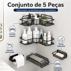 Suporte Prateleira Porta Shampoo Organizador De Canto Com Adesivo