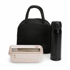 Kit Marmita Térmica 5l Impermeável + Garrafa Térmica Inox 400ml + Marmita Hermética 1L Com Divisória