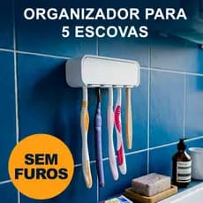 Porta Escovas De Dente Com Separação Individual 5 Escovas Sem Furo fita 3M