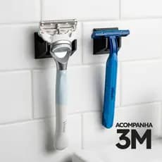 Kit Suporte Barbeador Parede Sem Furo Com Fita 3M