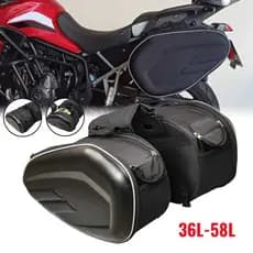 Alforge Lateral Moto Expansivo 36L a 58L Universal Impermeável Bolsa Baú Par com Capa de Chuva