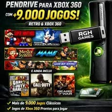 Pendrive para Xbox 360 RGH com Mais de 9.000 Jogos Retrô +Alguns jogos populares de Xbox 360
