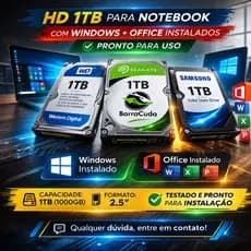 HD 1TB para Notebook 2.5" com Windows + Office Instalados | Pronto para Uso | Upgrade Fácil