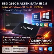 SSD 256GB ALTEK SATA III 2.5 com Windows 10 ou 11 + Office Instalado Pronto para Uso