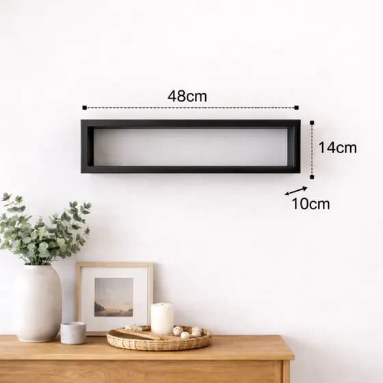 Nicho decorativo em MDF preto tx medindo 48x14x10