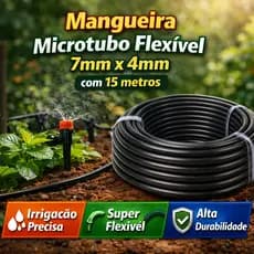 Mangueira PVC Preta 4mm X 7mm Microtubo Irrigação Gotejamento - mangueira 15 Metros Preto