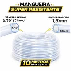 Mangueira PVC Resistente 5/16 x 1,5mm Transparente Rolo Com10 Metros Ags Cristal Irrigação