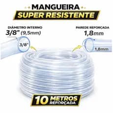 Mangueira Cristal Ags 3/8  X 1,8mm Rolo 10 Metros Flexivel Transparente mangueira de irrigação