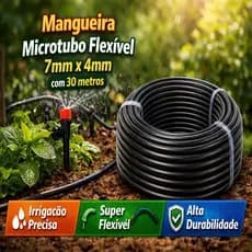 Mangueira PVC Preta 4mm X 7mm Microtubo Irrigação Gotejamento -  Mangueira 30 Metros Preto