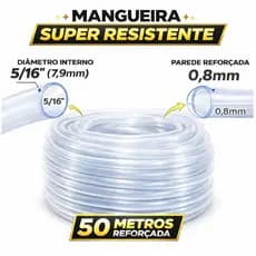 50 Metros Mangueira Cristal Transparente Pvc 5/16 X0,8mm Transparente Mangueira de Nível Irrigação