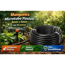 Mangueira  Pvc Preta 4mm X 6mm Microtubo Irrigação Gotejamento - M angueira 30 metros Preto