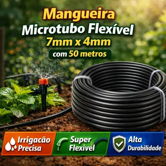 Mangueira PVC Preta 4mm X 7mm Microtubo Irrigação Gotejamento -  Mangueira 50 Metros Preto
