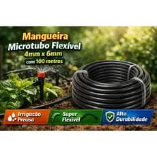 Mangueira PVC Preta 6mm X 4mm Microtubo Irrigação Gotejamento - Mangueira 100 Metros Preto