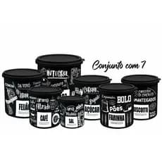 Kit 7 Potes de Mantimentos Herméticos para Cozinha - Linha Frases