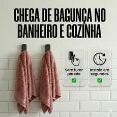 Gancho Adesivo Para Parede - Suporte Resistente para Toalhas de Banheiro e Cozinha