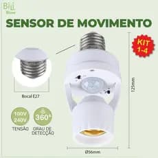 Sensor de Movimento para lâmpada Soquete E27 c/ sensor de presença Bivolt 110V~220V Max 60W