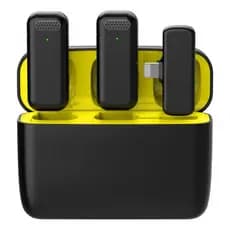 Microfone De Lapela Duplo Sem Fio C/ Case Preto On-mc816