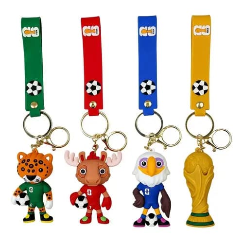 Kit 4 Chaveiros Mascotes Copa Do Mundo 2026 Silicone Futebol