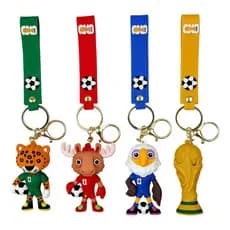 Kit 4 Chaveiros Mascotes Copa Do Mundo 2026 Silicone Futebol