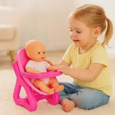 Cadeira Bebê Brinquedo Bonecas Balancinha Presente Criança Empurra Andador Rosa Passeio Assento