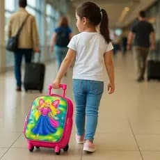 Mochila Escolar Infantil com Rodinhas Rosa Carrinho Menina Bolsa Criança Resistente