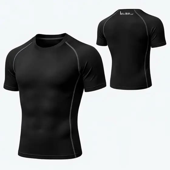 Camiseta de Compressão Bleiz Masculina Blusa Lisa na frente Rash Guard Academia Treino Corrida
