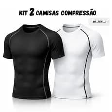 Kit 2 Camisas de Compressão Bleiz Masculina Blusa Lisa Rash Guard Academia Treino