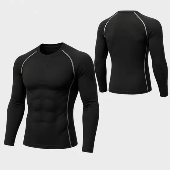 Camisa Manga Longa de Compressão LISA Comprida Masculina Blusa Esportiva Térmica para Frio UV
