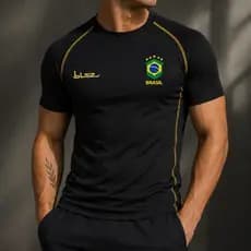 Camisa Brasil de Compressão Masculina Blusa Academia Treino Bleiz