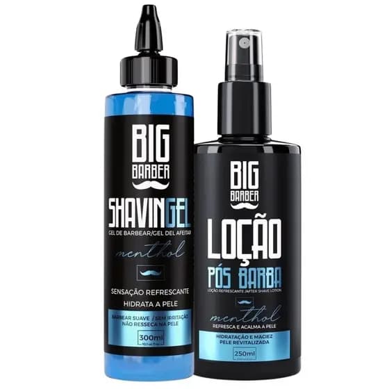 Kit Loção Pós Barba + Shaving Gel Menthol Big Barber 300ml