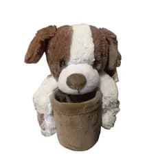 Cachorro com pote - Pelúcia 22cm -  Presente - Cacau Show- Marrom