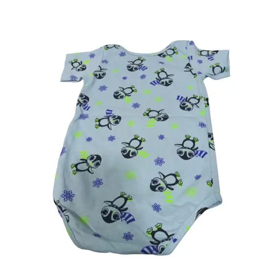 Body Bebê Manga Curta 100% Algodão Estampa Pinguim Confortável - roupa infantil- recém nascido